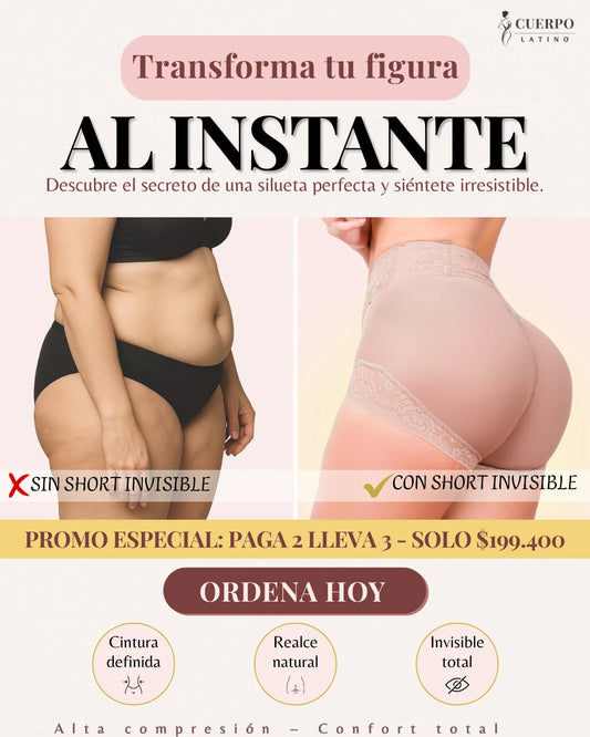 Short Faja SÚPER-Invisible™️ | 2-3 Tallas fuera | realce instantáneo