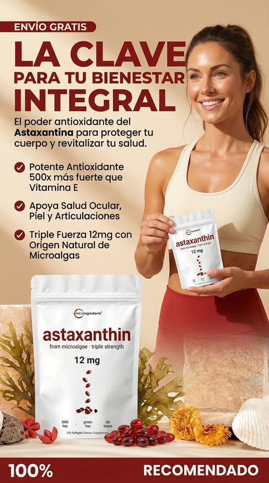 Astaxantina Natural Premium® | Protección Antioxidante Avanzada y Vitalidad Diaria